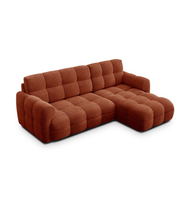 Canapé d'angle droit 3 places MELLOW, tissu orange