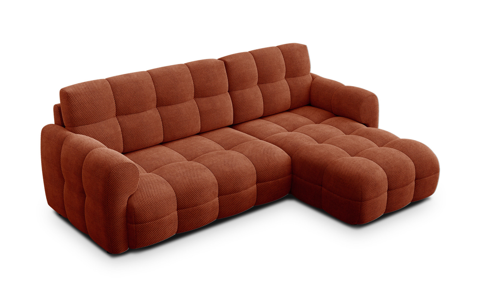 Canapé d'angle droit 3 places MELLOW, tissu orange