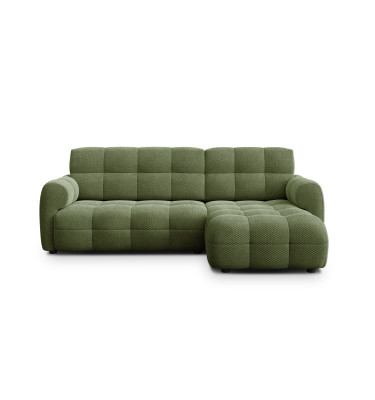 Canapé d'angle droit 3 places MELLOW, tissu vert