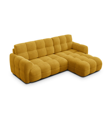 Canapé d'angle droit 3 places MELLOW, tissu jaune
