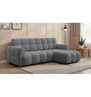 Canapé d'angle droit 3 places MELLOW, tissu gris