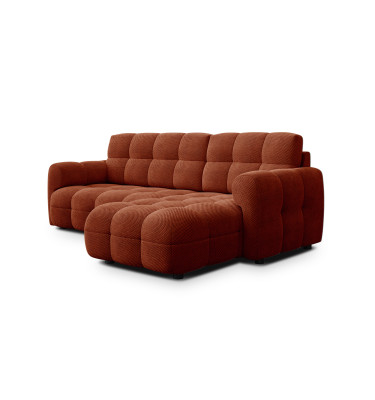 Canapé d'angle droit 3 places MELLOW, tissu orange