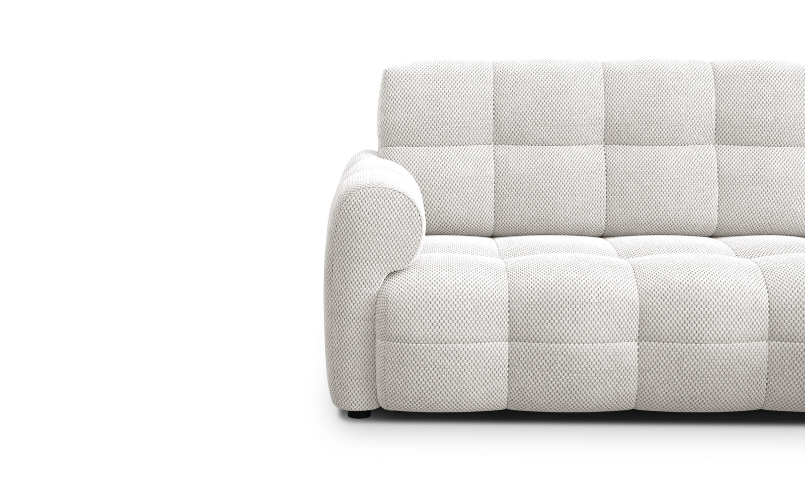 Canapé d'angle droit 3 places MELLOW, tissu creme