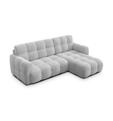 Canapé d'angle droit 3 places MELLOW, tissu gris clair
