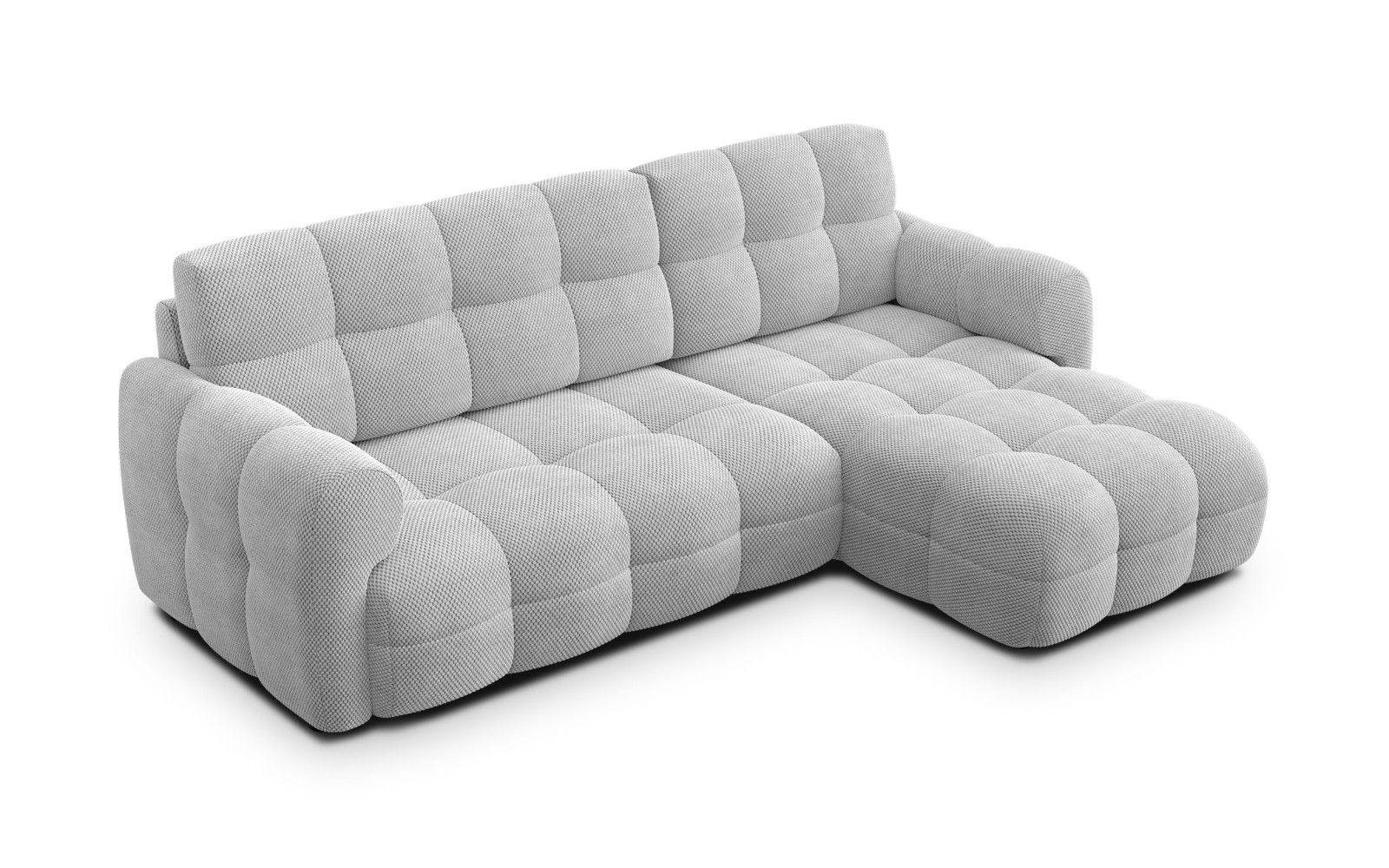 Canapé d'angle droit 3 places MELLOW, tissu gris clair