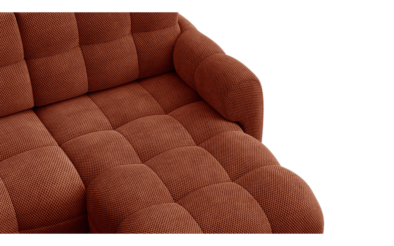 Canapé d'angle droit 3 places MELLOW, tissu orange