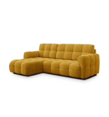 Canapé d'angle gauche 3 places MELLOW, tissu jaune