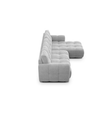 Canapé d'angle droit 3 places MELLOW, tissu gris clair