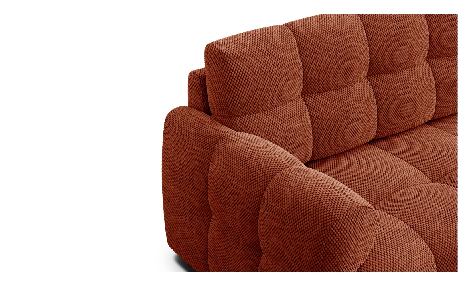 Canapé d'angle droit 3 places MELLOW, tissu orange