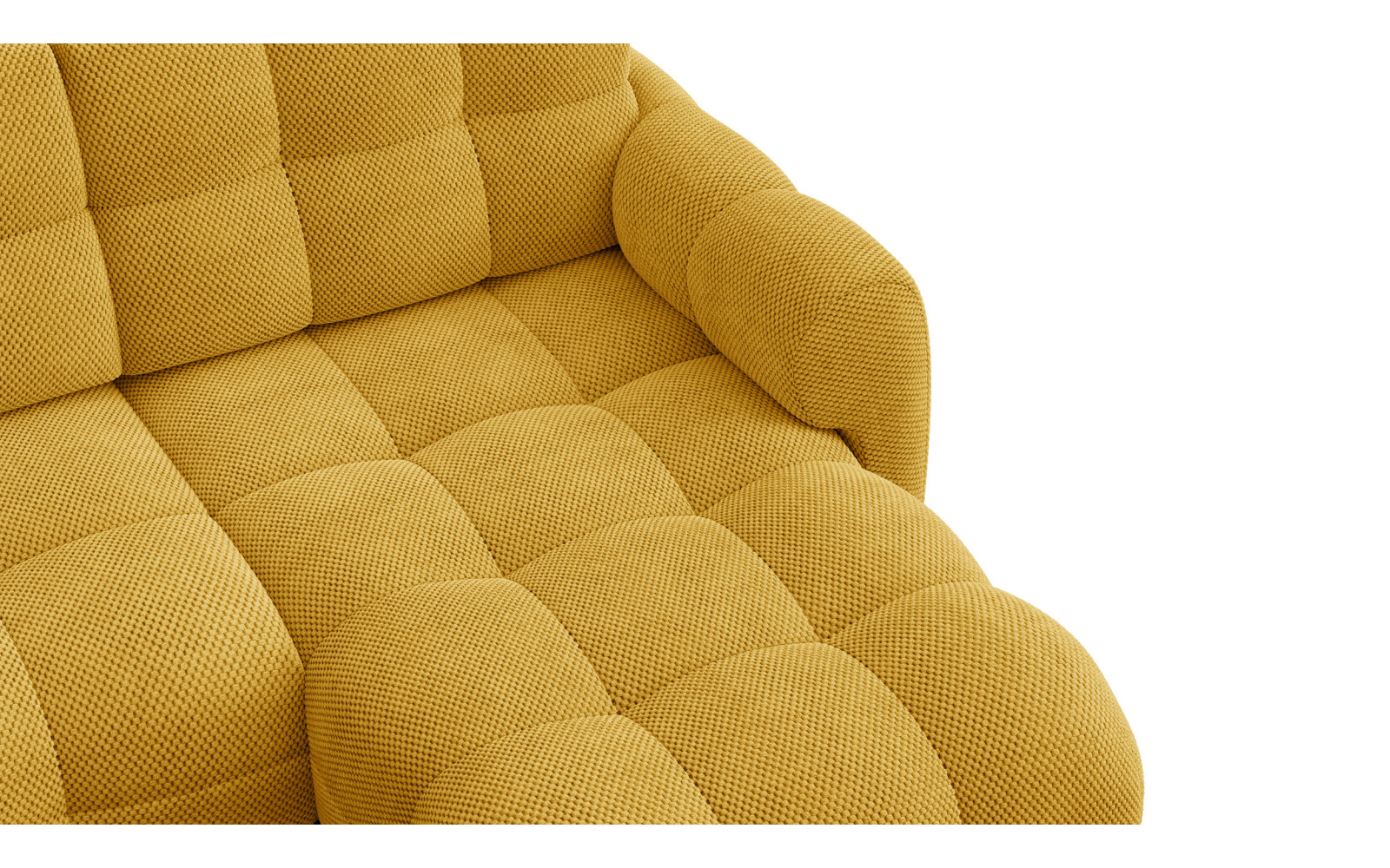 Canapé d'angle droit 3 places MELLOW, tissu jaune