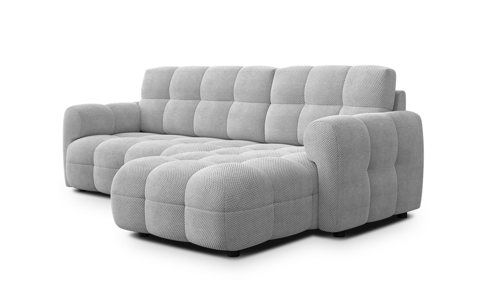 Canapé d'angle droit 3 places MELLOW, tissu gris clair