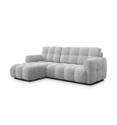 Canapé d'angle gauche 3 places MELLOW, tissu gris clair