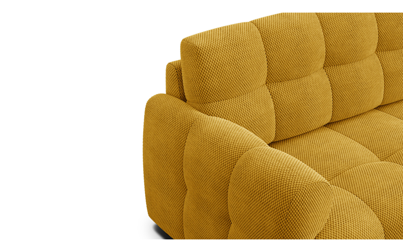 Canapé d'angle droit 3 places MELLOW, tissu jaune