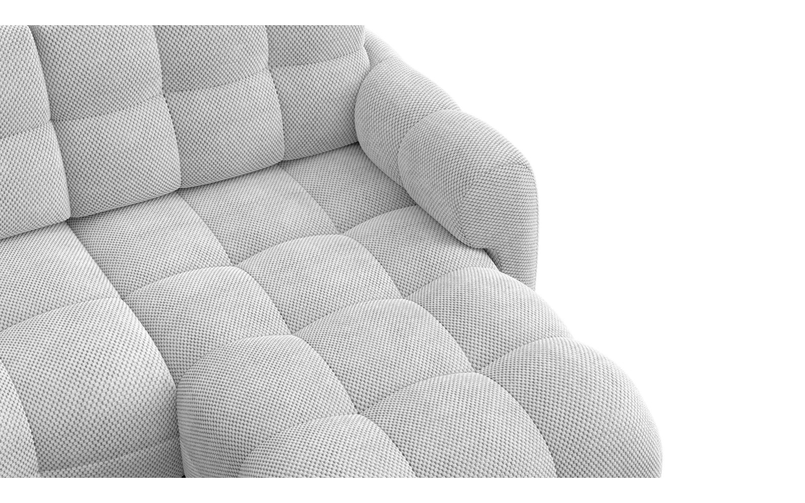 Canapé d'angle droit 3 places MELLOW, tissu gris clair