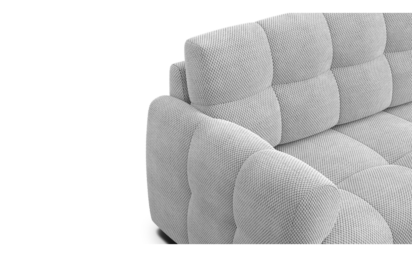 Canapé d'angle droit 3 places MELLOW, tissu gris clair