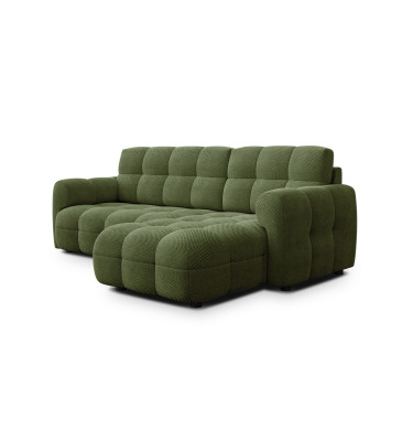 Canapé d'angle droit 3 places MELLOW, tissu vert