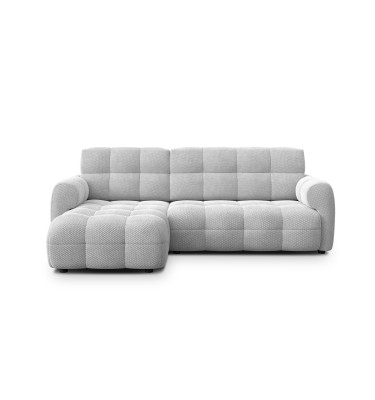 Canapé d'angle gauche 3 places MELLOW, tissu gris clair