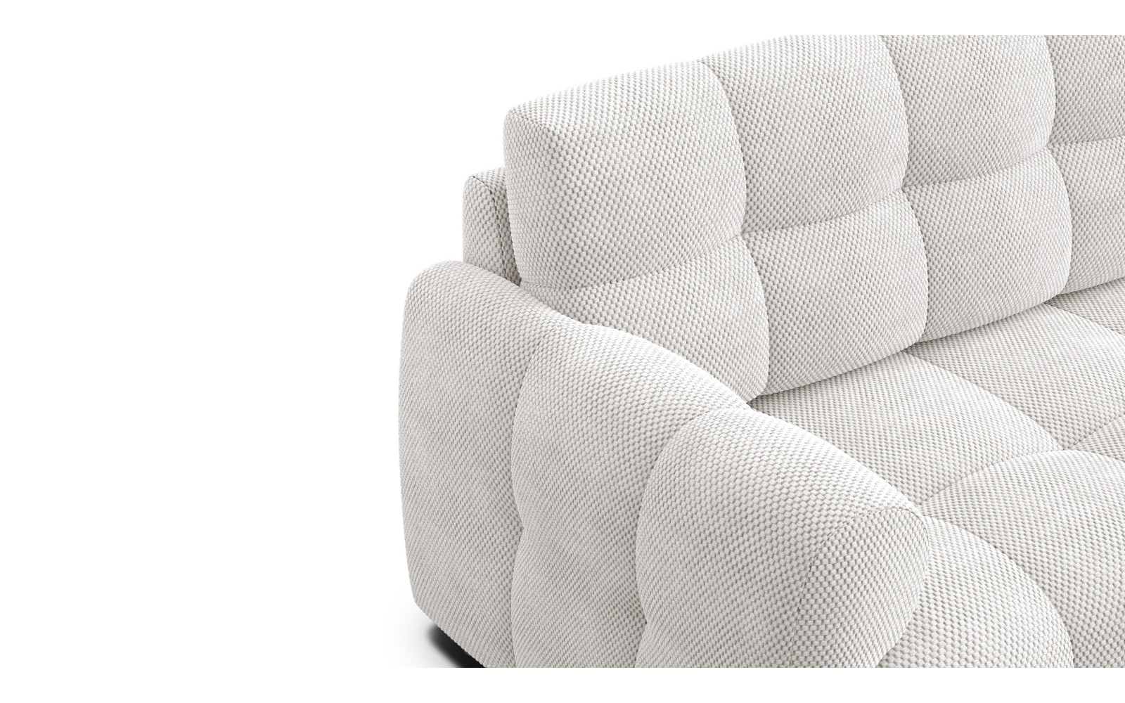 Canapé d'angle droit 3 places MELLOW, tissu creme