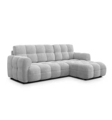 Canapé d'angle droit 3 places MELLOW, tissu gris clair