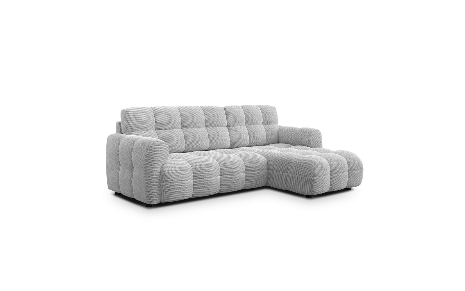 Canapé d'angle droit 3 places MELLOW, tissu gris clair