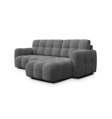 Canapé d'angle droit 3 places MELLOW, tissu gris