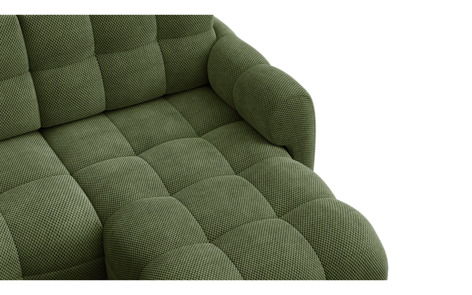 Canapé d'angle droit 3 places MELLOW, tissu vert