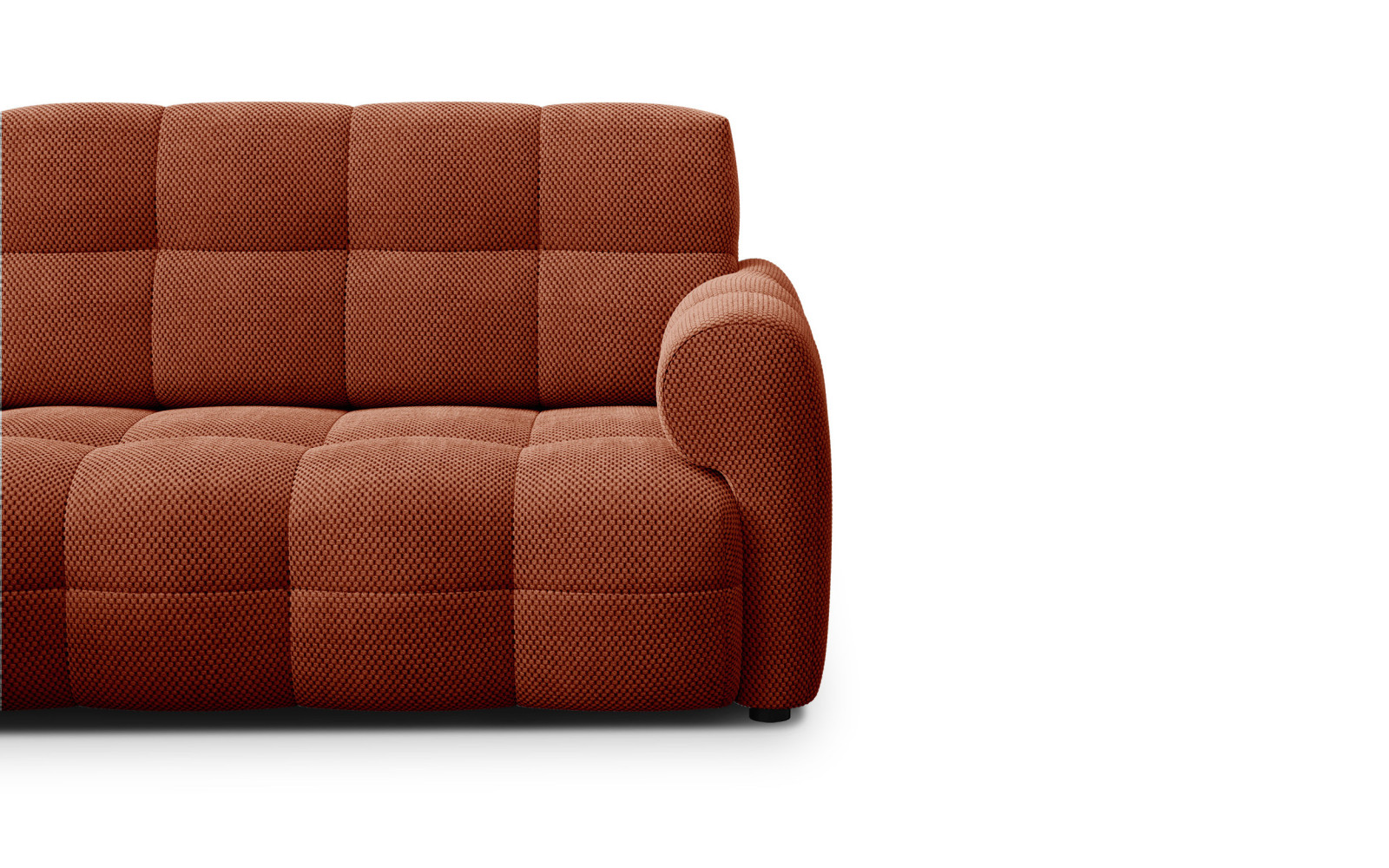 Canapé d'angle gauche 3 places MELLOW, tissu orange