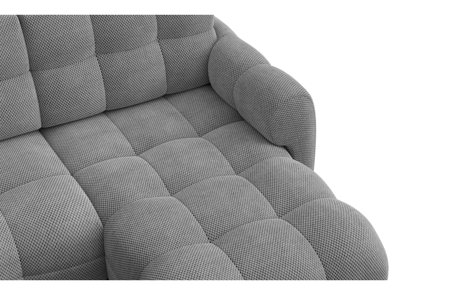 Canapé d'angle droit 3 places MELLOW, tissu gris