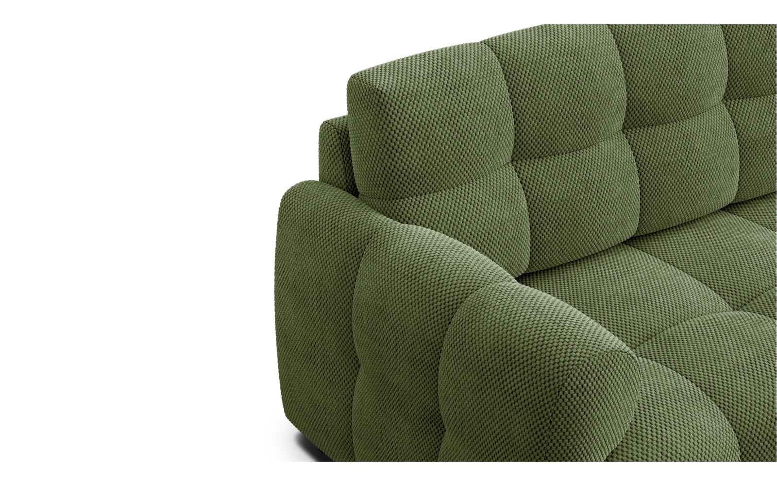 Canapé d'angle droit 3 places MELLOW, tissu vert