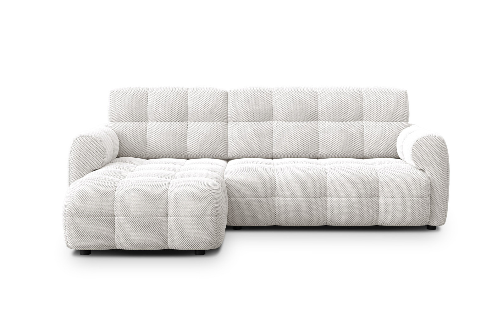 Canapé d'angle gauche 3 places MELLOW, tissu creme