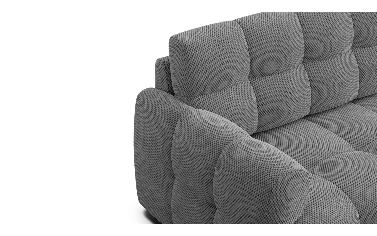 Canapé d'angle droit 3 places MELLOW, tissu gris