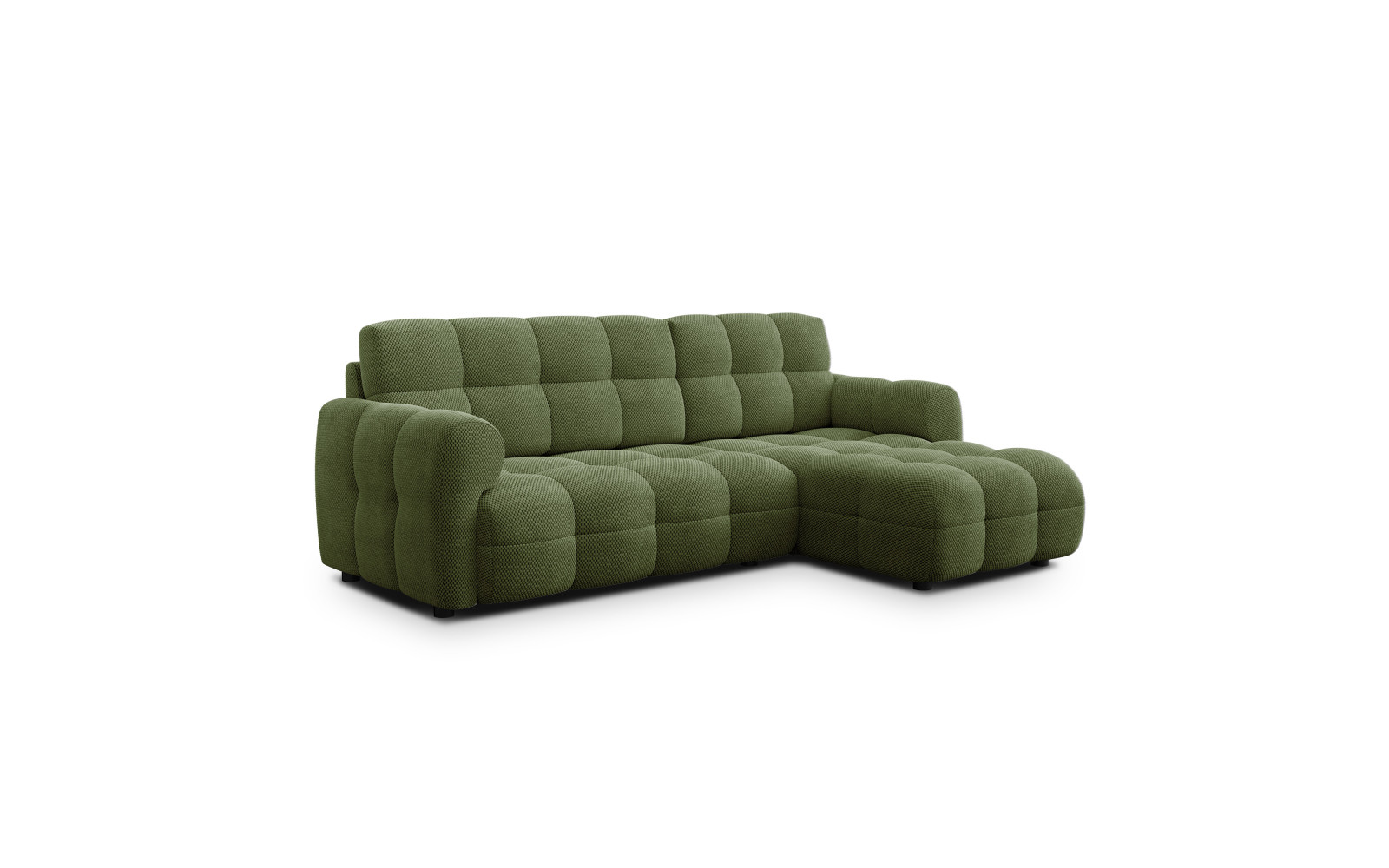 Canapé d'angle droit 3 places MELLOW, tissu vert
