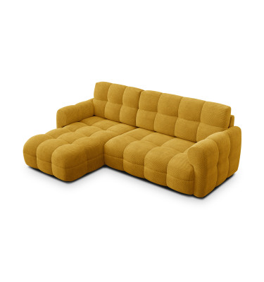 Canapé d'angle gauche 3 places MELLOW, tissu jaune