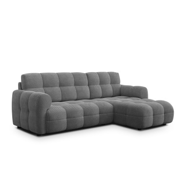 Canapé d'angle droit 3 places MELLOW, tissu gris