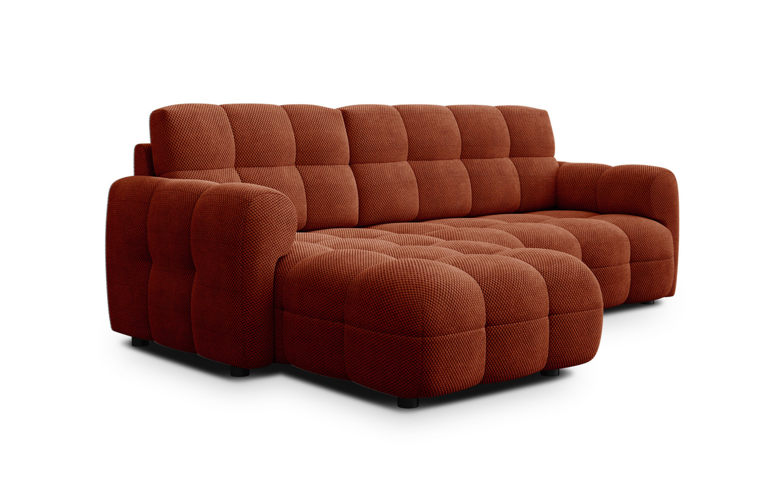 Canapé d'angle gauche 3 places MELLOW, tissu orange