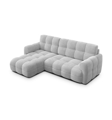 Canapé d'angle gauche 3 places MELLOW, tissu gris clair