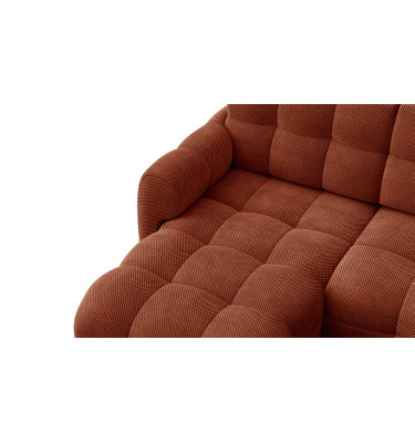 Canapé d'angle gauche 3 places MELLOW, tissu orange