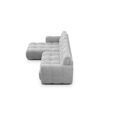 Canapé d'angle gauche 3 places MELLOW, tissu gris clair
