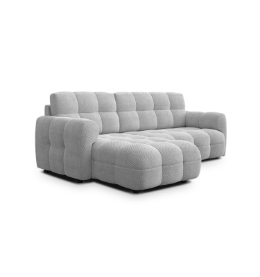 Canapé d'angle gauche 3 places MELLOW, tissu gris clair