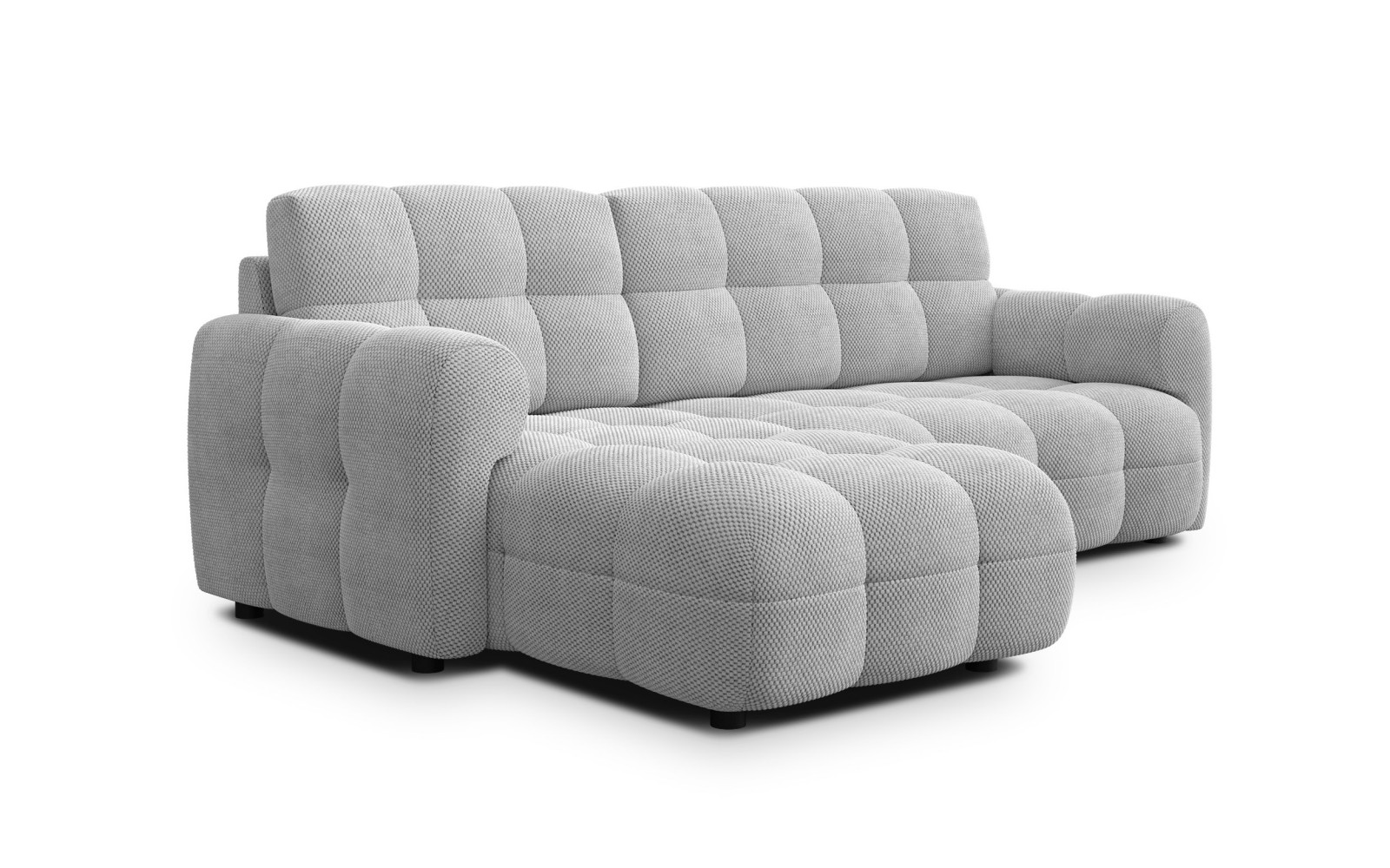 Canapé d'angle gauche 3 places MELLOW, tissu gris clair