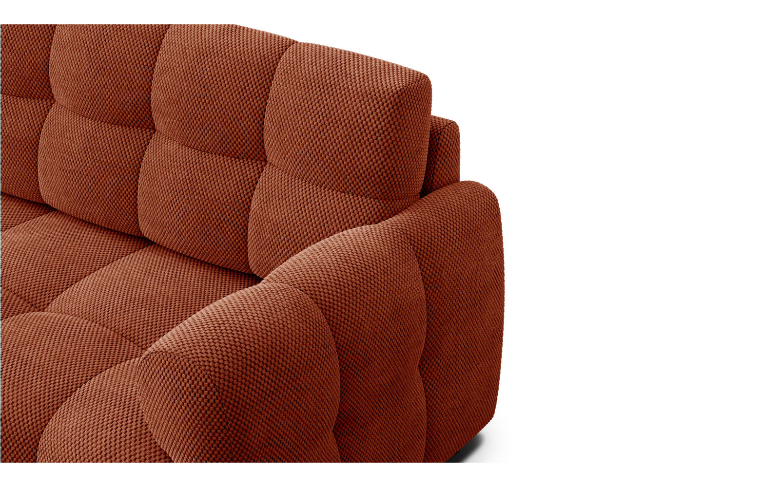 Canapé d'angle gauche 3 places MELLOW, tissu orange