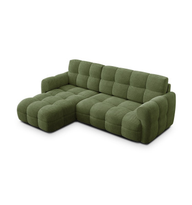 Canapé d'angle gauche 3 places MELLOW, tissu vert