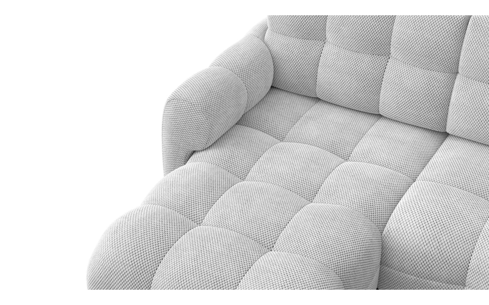 Canapé d'angle gauche 3 places MELLOW, tissu gris clair