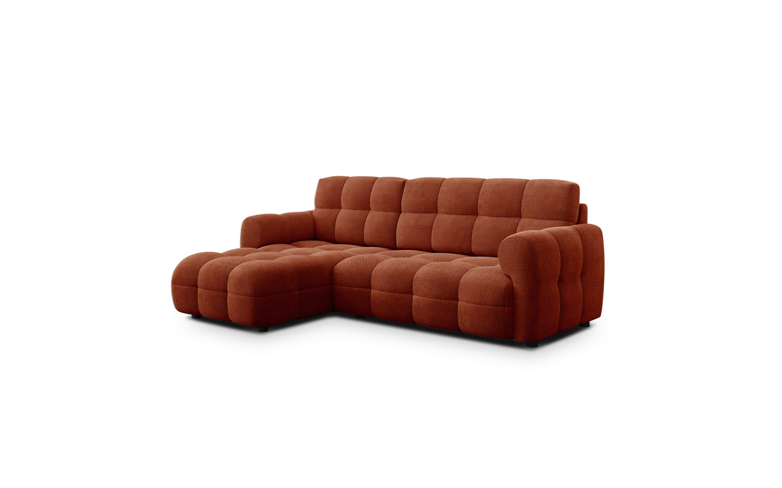 Canapé d'angle gauche 3 places MELLOW, tissu orange