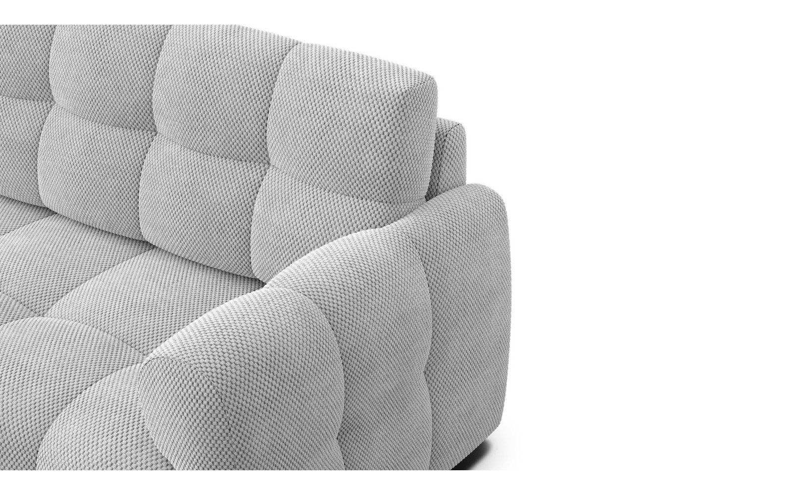 Canapé d'angle gauche 3 places MELLOW, tissu gris clair