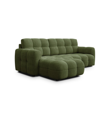 Canapé d'angle gauche 3 places MELLOW, tissu vert