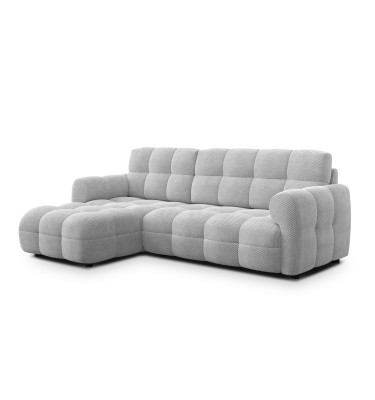 Canapé d'angle gauche 3 places MELLOW, tissu gris clair