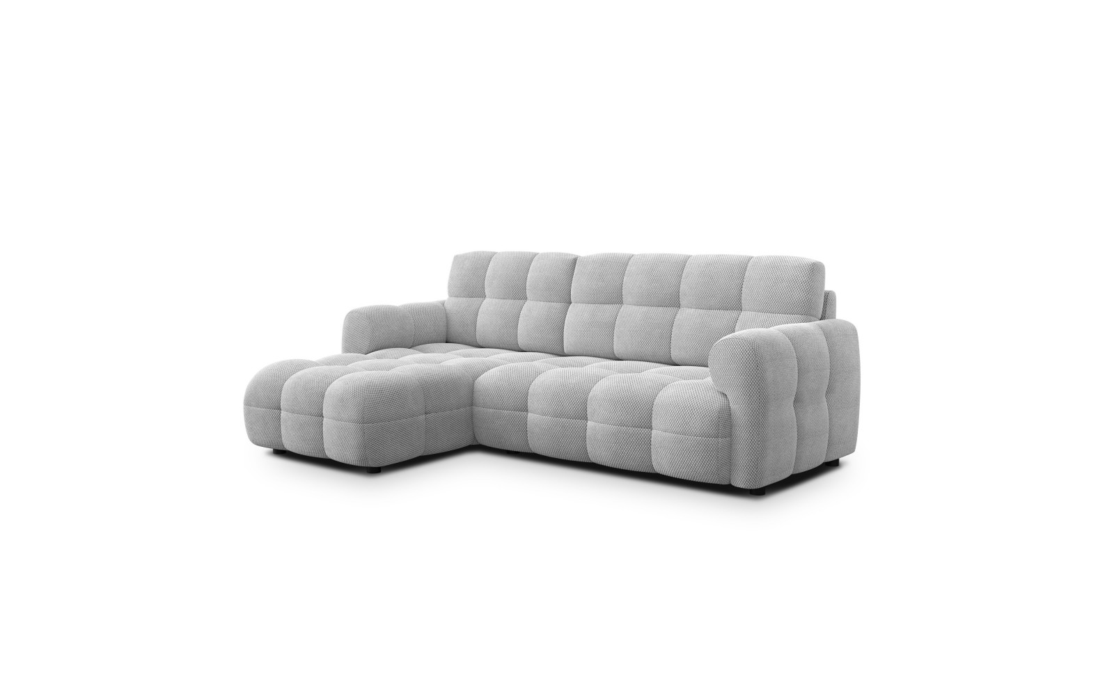 Canapé d'angle gauche 3 places MELLOW, tissu gris clair