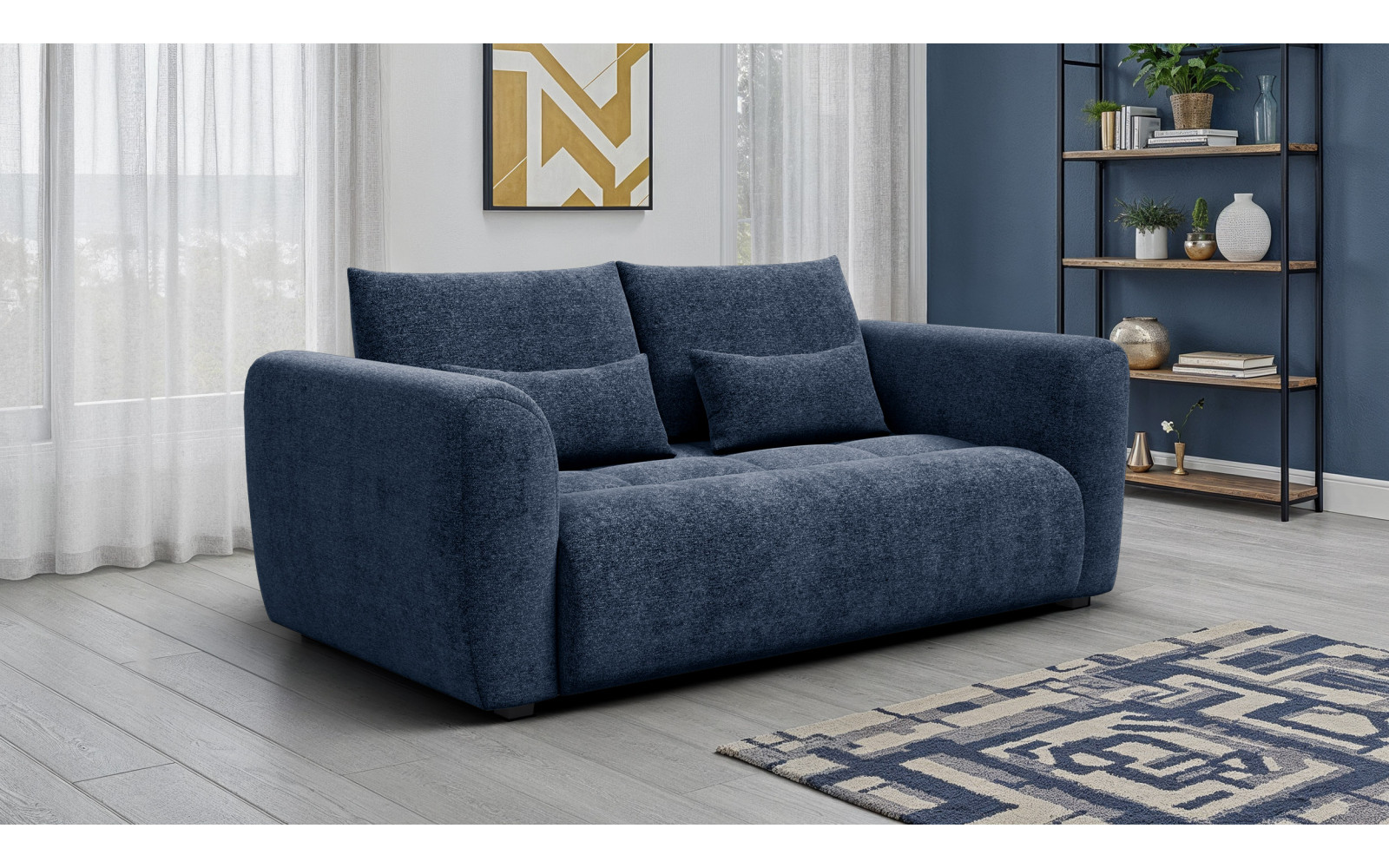 Canapé 3 places SORENO, tissu bleu marine
