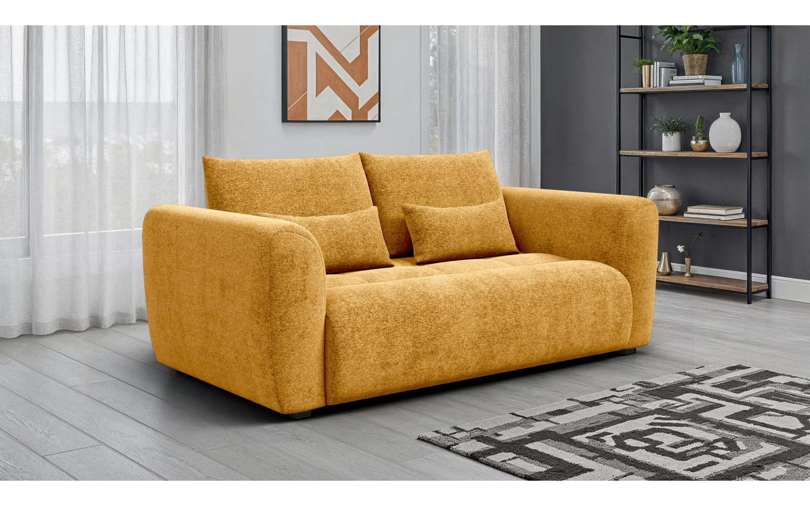 Canapé 3 places SORENO, tissu jaune